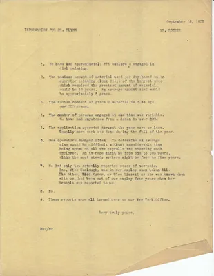 Memorandum to Dr. Flynn [Dr. Frederick B. Flinn], September 18, 1925