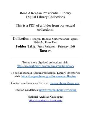 Press Releases - February 1968