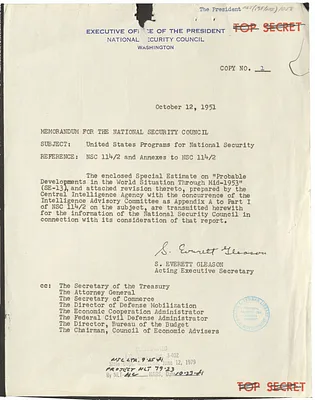 Memorandum from S. Everett Gleason to the National Security Council