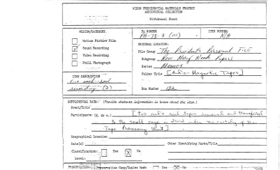 Rose Mary Woods Name/Subject File: [Audio-Magnetic Tapes]