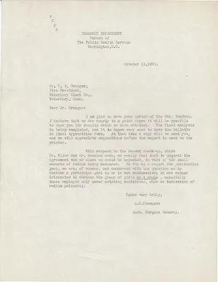 Letters Received to C.H. Granger, October 11, 1930