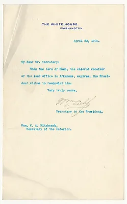 Letter from William Loeb, Jr. to E. A. Hitchcock