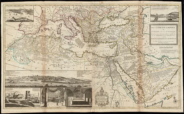 The Turkish Empire in Europe, Asia and Africa, dividid into all its governments, together with the other territories that are tributary to it, as also the dominions of ye Emperor of Marocco