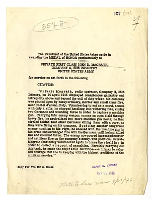 Medal of Honor Citation