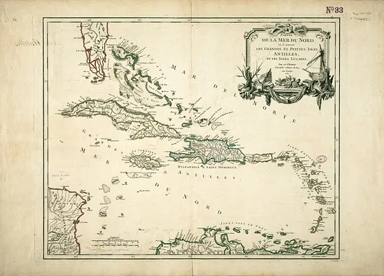 Partie de la mer du Nord, où se trouvent les grandes et petites isles Antilles, et les isles Lucayes