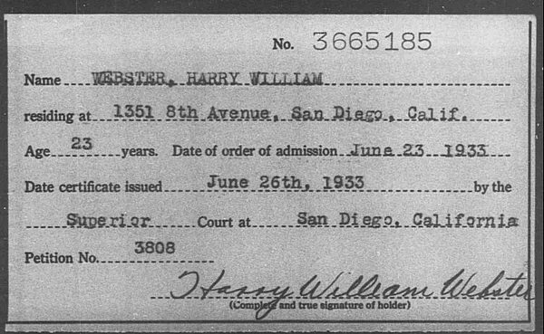 Webster, Harry William - 1933