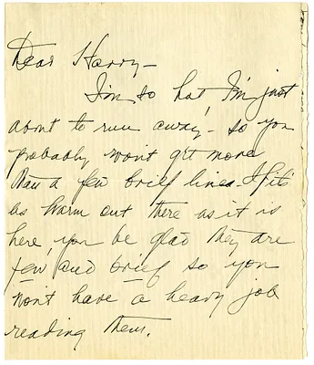Letter from Bess W. Truman to Harry S. Truman
