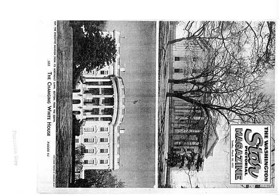 Article from the Washington Star Pictorial Magazine, "The Changing White House" by William J. Moyer