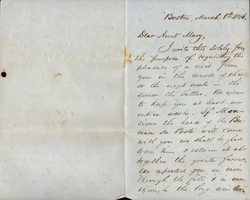 A.C. Spooner to Mary Spooner March 8 1846 w/envelope