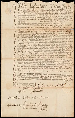 Anna Gilds indentured to apprentice with Ebenezer Pratt of Chelsea, 1 January 1755