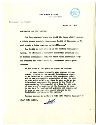 Memorandum from John R. Steelman to President Harry S. Truman