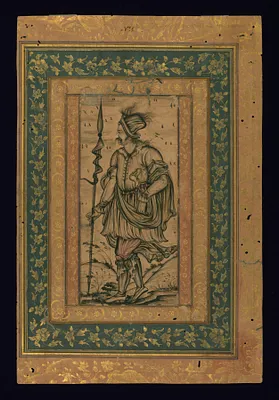 Single Leaf of a Portuguese Guard Holding a Double-pointed Lance