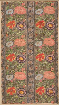 Floral striped silk on a golden ground
