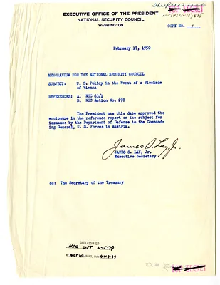 Memorandum from James Lay to the National Security Council