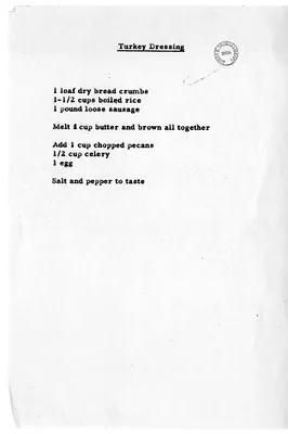 Recipe for Turkey Dressing