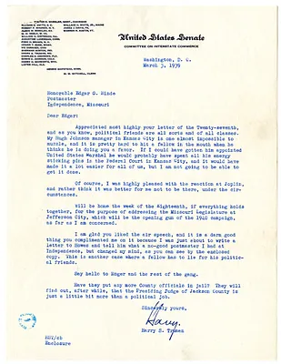 Letter from Harry S. Truman to Edgar Hinde