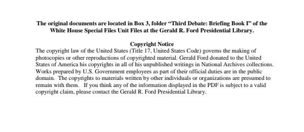 Third Debate: Briefing Book, I