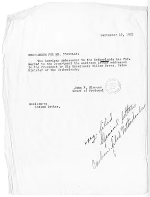 Memorandum from John F. Simmons to Matthew J. Connelly