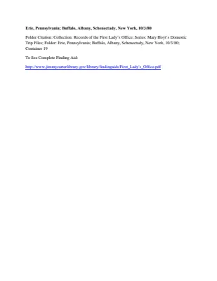 Erie, Pennsylvania; Buffalo, Albany, Schenectady, New York, 10/3/80