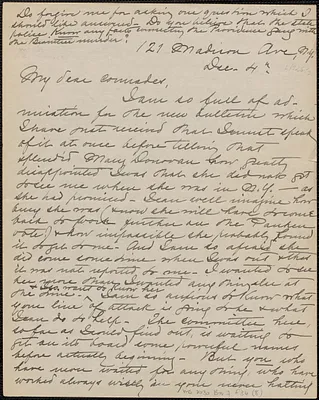 Mary C. Trask autograph letter signed to Sacco-Vanzetti Defense Committee, New York, N.Y., December 4, 1926