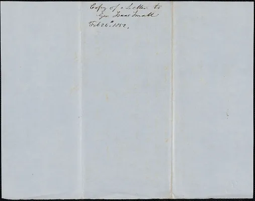 Copy of a letter from Samuel Warner to Isaac Small, 24 February 1852