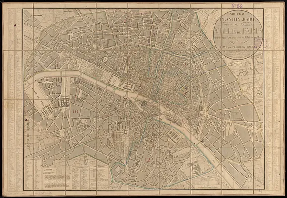 Nouveau plan itinéraire de la ville de Paris divisé en 12 arr. avec tous les edifiees publics
