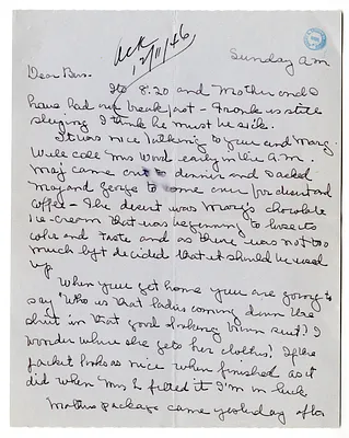 Letter from Natalie Wallace to Bess W. Truman