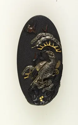 Kashira with a Hawk and Sparrow