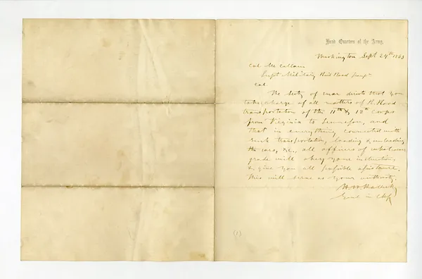 Letter from Henry Wager Halleck to Colonel McCallum, September 24, 1862
