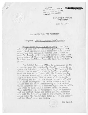Memorandum from Acting Secretary of State Joseph Grew to President Harry S. Truman