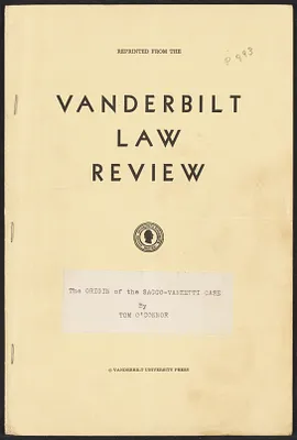 Herbert Brutus Ehrmann Papers, 1906-1970. Sacco-Vanzetti. Tom O'Connor, 1964-1966. Box 13, Folder 23, Harvard Law School Library, Historical & Special Collections