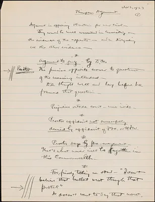 Supplementary Motions for a New Trial - Fifth Motion: Hamilton, handwritten notes from hearings