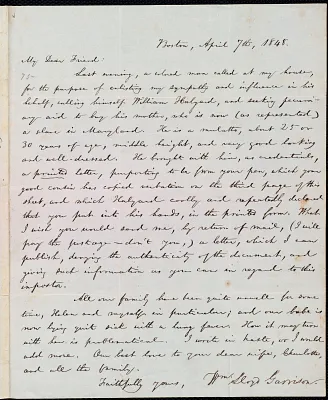 Letter from William Lloyd Garrison, Boston, [Mass.], to Samuel Joseph May, April 7, 1848