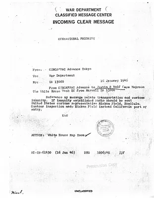 Cable from H. D. Maxwell to Justin Wolf