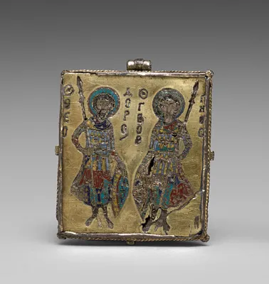 Enkolpion with the Crucifixion (front) and Saints Theodore and George (back)
