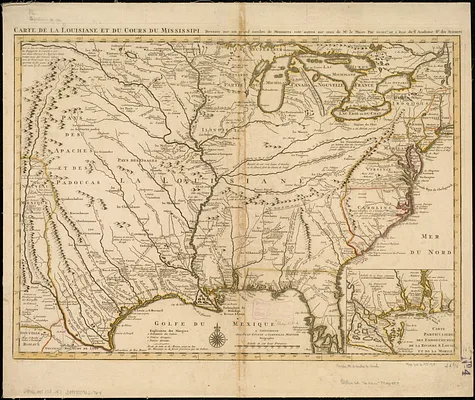 Carte de la Louisiane et du cours de Mississipi