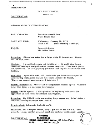 January 22, 1975 - Staff Meeting Excerpt