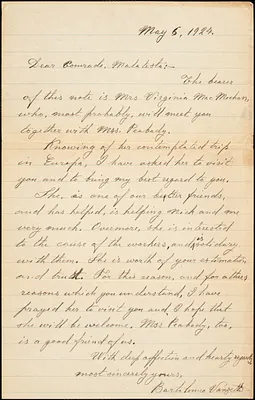 Bartolomeo Vanzetti autographed letter signed to [Errico] Malatesta, [Charlestown], 9 May 1924