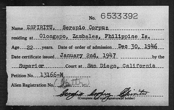 Espiritu, Serapio Corpuz - 1946