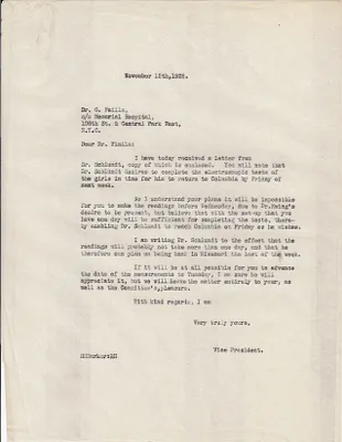 Letters Sent to G. Failla [F. Failla], November 12, 1928