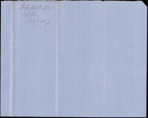 William H. McGrillis to W. A. Harrington, 2 July 1857