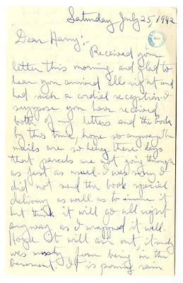 Letter from Mary Jane Truman to Harry S. Truman