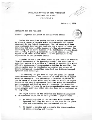 Memorandum from Frank Pace to President Harry S. Truman
