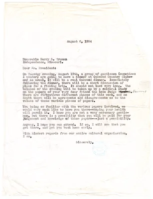 Correspondence Between Former President Harry S. Truman and Edward Jacobson