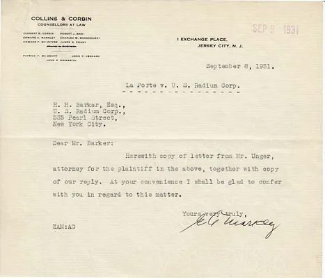 Letters Received to H.H. Barker, September 8, 1931