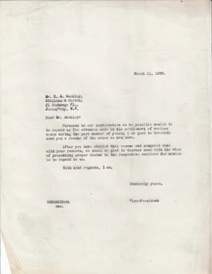 Letters Sent to E.A. Markley, March 11, 1936