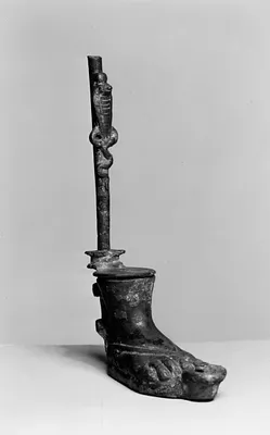 Lamp in the Form of a Foot with a Serpent