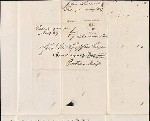 John Chadwick to George Coffin, 29 August 1843