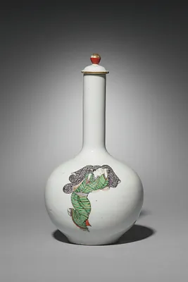 Sake Bottle with Three Figures