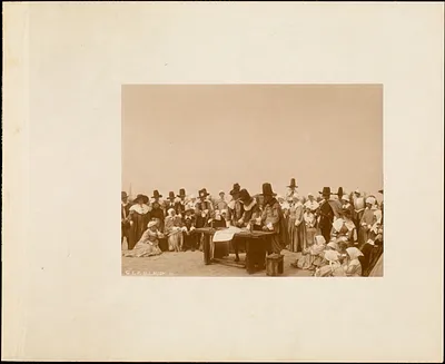 Plymouth Tercentenary Pageant, William Brewster signs the Mayflower Compact